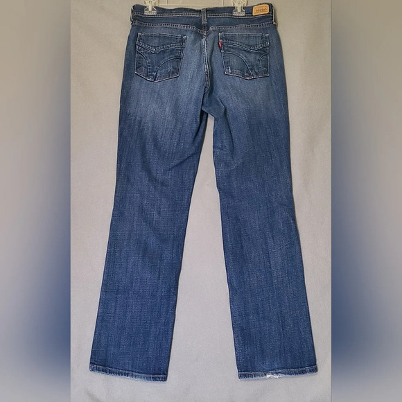 LEVI'S Women's Blue Distressed Straight Leg 505 Denim Jeans - Size 12M - Picture 2 of 16